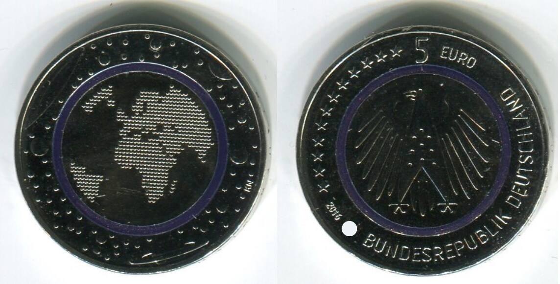 5 Euro Münze 2016 Blauer Planet Wert Bundesrepublik Deutschland 5 Euro Münze 2016 F Blauer Planet Erde