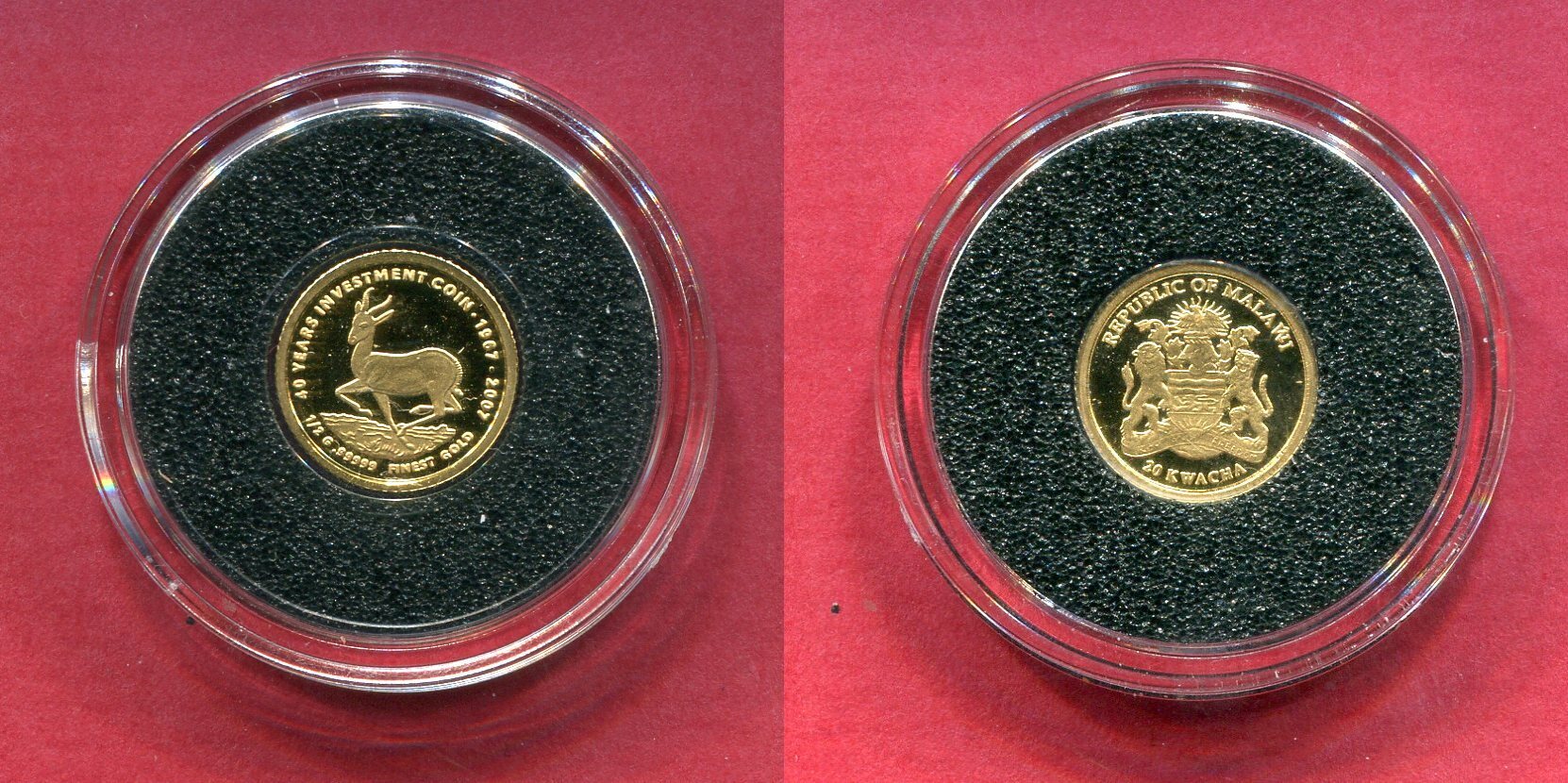 Malawi 20 Kwacha Minigoldmünze 2007 40 Jahre Krügerrand Investment