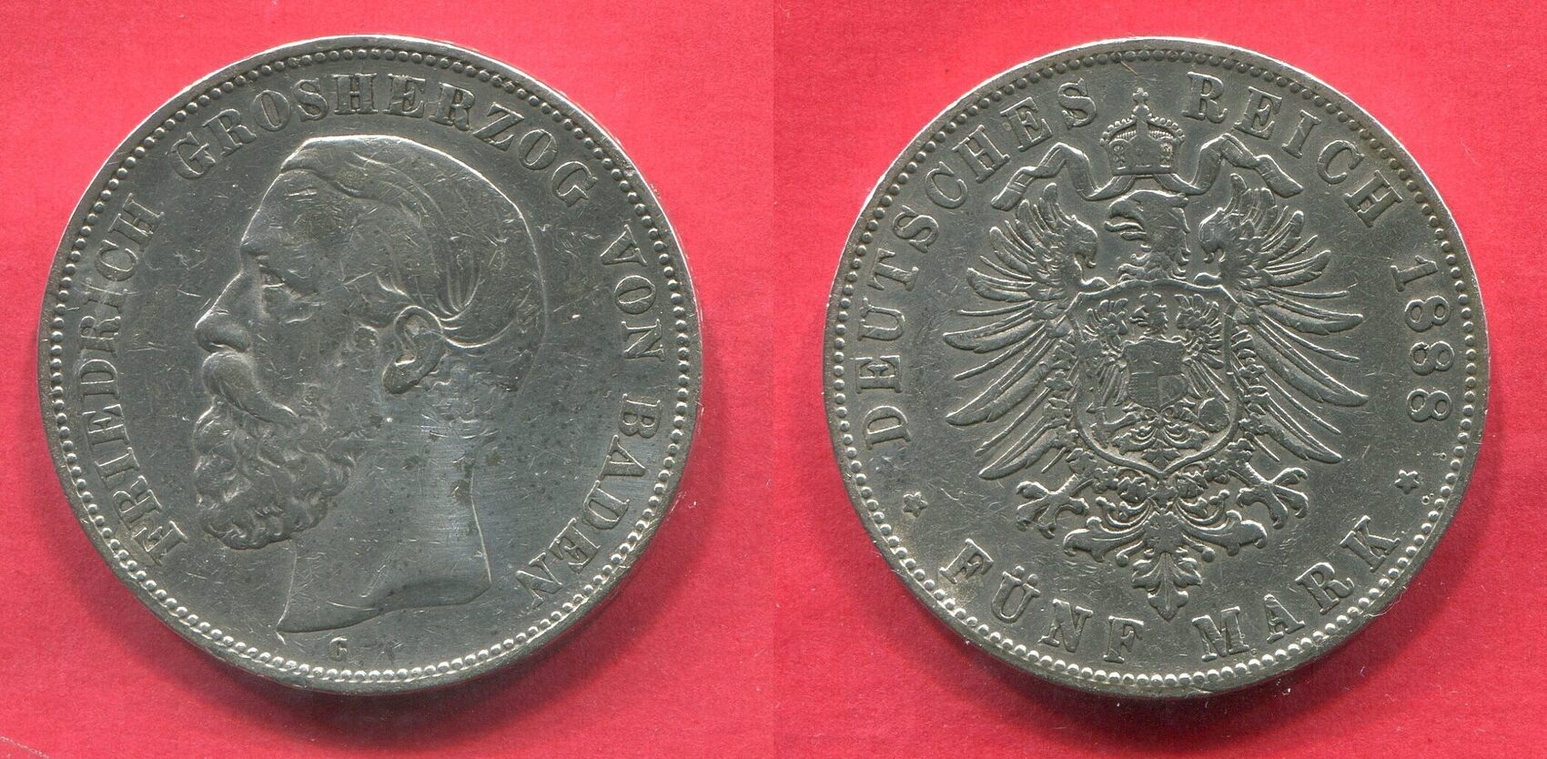 Kaiserreich Deutschland Baden 5 Mark 1888 G Gro hezog Friedrich I Kaiserreich Deutschland Baden 5 Mark 1888 G Gro hezog Friedrich I