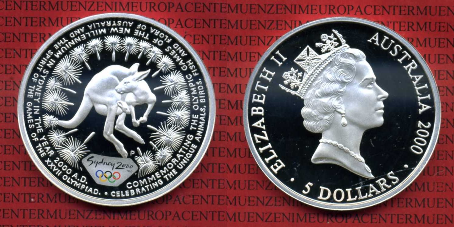 Australien Australia 5 Dollars Silbermünze 1 Unze Australien 5 Dollars Silber 2000 Olympiade