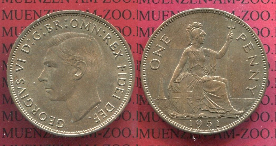 England Grossbritannien Uk England 1951 1 Penny Edward Vi Seltener Jahrgang Key Date Usa Ms 62 Brown Ma Shops