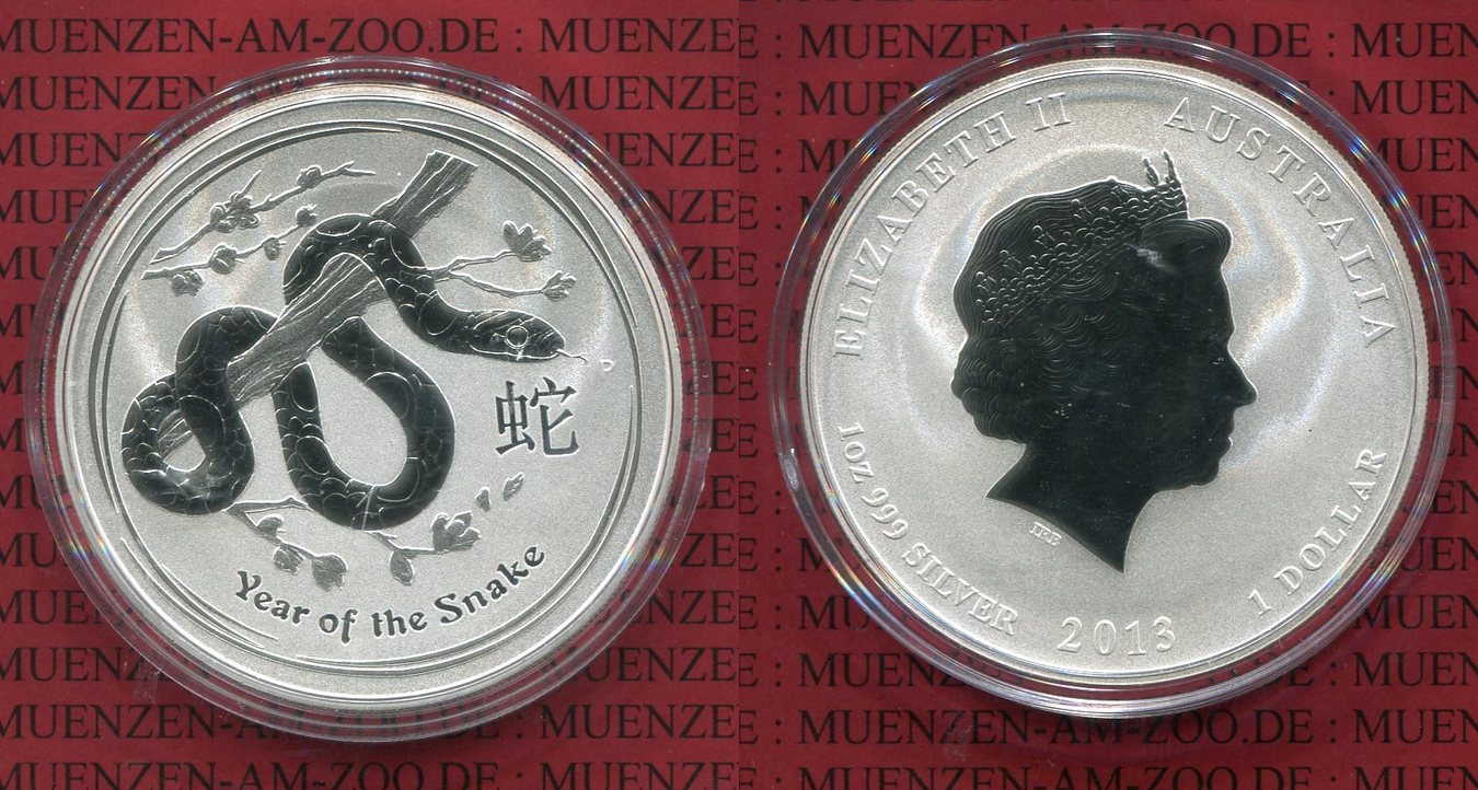 1 Dollar Silber Lunar II Serie Australien 1 Dollar 2013 Jahr Der Schlange Year Of The Snake USA