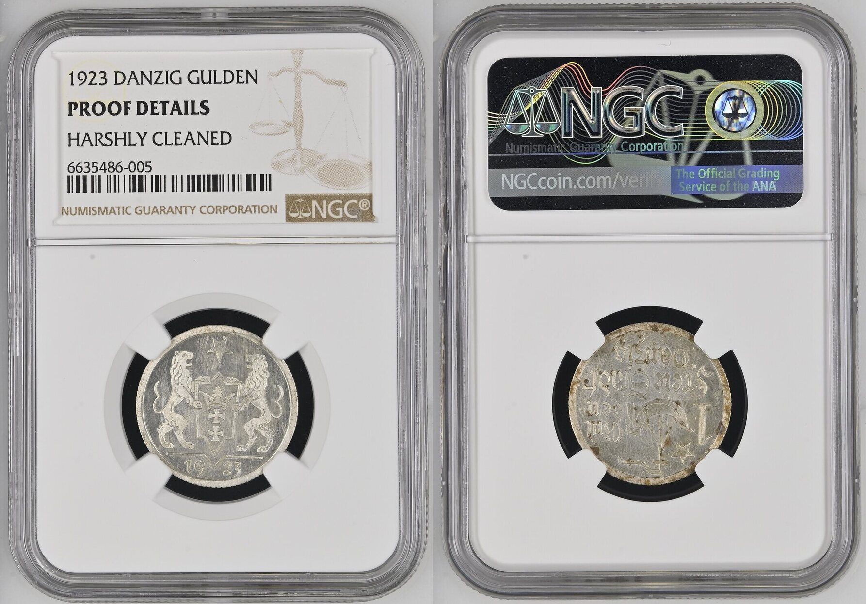 Danzig Freie Stadt GULDEN 1923 Rare in Proof NGC PROOF Details