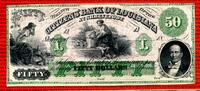 50 Dollars Banknote vor 1865 USA CSA Louisiana Shreveport 50 Dollars Bank Citizens Bank of Louisiana Shreveport nicht ausgefüllt I Nicht ausgegeb...