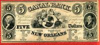 5 Dollars Banknote vor 1865 USA Louisiana New Orleans 5 Dollars Canal Bank of New Orleans Louisiana nicht ausgefüllt I-99% Nicht ausgegeben