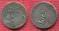Religiöse Medaille aus 8 Reales Münze Münzschmuck Silber Handarbeit aus 8 Reales Münze San Jose / Engel mit Trompete Auge Picture