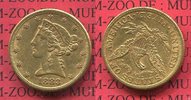 USA 5 Dollars Half eagle Liberty, Frauenkopf, Coronet Head Picture