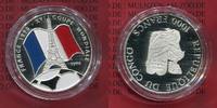 Republik Kongo Congo 1000 Francs Soccer World Cup 1998 France Multicolor Farbmünze Eiffelturm Trikolore Picture