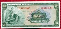 Bundesrepublik Deutschland Berlin 20 DM Deutsche Mark Kopfgeld Kopfgeld B-Perforation Berlin Perforation Picture