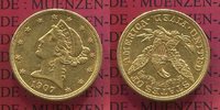 USA 5 Dollars Half eagle Liberty, Frauenkopf, Coronet Head Gold Picture