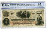 Confederate States of America 100 Dollars Banknote Vorderseite mit Personenbildern Picture
