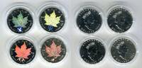 Kanada 4 x 5 Dollar Silbermünzen mit Privy Mark Maple Leaf Frieden Jahreszeiten Friedenstaube, Friedenspfeife, Peace Symbol Picture