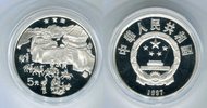 China 5 Yuan Silbermünze Menschen beim Handel