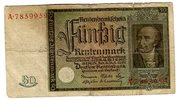 Weimarer Republik Rentenbank 50 Rentenmark 6. Juli 1934 Freiherr vom Stein -