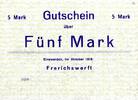Notgeld Gutschein Fuenf Mark Frerichswerft Einswarden -