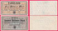 Deutsches Reich 105 Millionen Mark Lot von zwei Gutscheinen der Reichsbahn Direktion Dresden - Notgeldscheine -