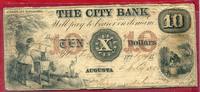 USA Obsolete 10 Dollars 1853 ? State of Georgia Augusta, The City Bank Used see picture