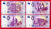 Verschiedene Länder 4 x 0 Euro Scheine Tourist Banknotes Banknoten Vier Stück Konvolut - Euro Souvenir -