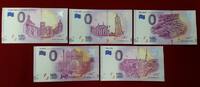 Verschiedene Länder 5 x 0 Euro Scheine - Banknoten Tourist Banknotes Fünf Stück Konvolut - Euro Souvenir - Städtemotive -