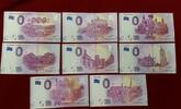 Verschiedene Länder 8 x 0 Euro Scheine - Banknoten Tourist Banknotes Acht Stück Konvolut - Euro Souvenir - Städtemotive -