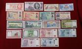 diverse Länder Konvolut aus 18 verschiedenen Banknoten Lot - exotische Länder - Nordkorea, Kuba, Nigeria, Bhutan, Laos etc. -