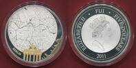 Republic of Fiji, Fidschi Inseln 5 Dollar Silbermünze 2011 Berlin Stadtplan - Brandenburger Tor mit 