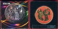 Deutschland 5 Mark Silber Farbauflage rot-gold The Allegories Columbia & Germania -GERMANIA MINT-1 Unze -