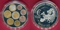 Vatikan Silbermedaille 1 Unze mit Gold-/Kupferveredelung Silber- Medaille mit Eurostaatenmünzen VATIKAN (Münzen auf Medaille geprägt) -