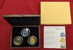 Cook Islands 3 x 5 Dollar Silbermünzen Fabergé Eier PP mit Cloisonné Enameling und Zert. -
