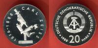 20 Mark Gedenkmünze 1988 Deutsche Demokratische Republik 100. Todestag Carl Zeiss Mikroskop Polierte Platte (minimal beschlagen) mit Kapsel