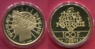 Frankreich France 100 Francs Gold 1988 Fraternité Ceres Kopf 5. Republik Jakobiner Mütze Proof with 