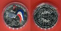 Frankreich 50 Euro Silbermünze von Jean Paul Gaultier designte Münze - Hahn - blaue Ausgabe - blue edition -