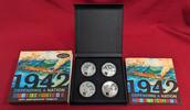 Niue 4 x 1 Dollar Kupfer Münzen versilbert 1942 Defending a Nation - 75th Anniversary Tribute -