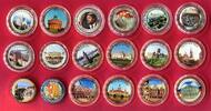 Deutschland und weitere Länder 18 * 2 Euro Colorierte 2-Euro-Münzen mit diversen Motiven (m. Vergoldung) -