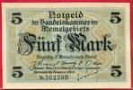 Deutschland Germany Memel Memelgebiet 5 Mark Börse Segelschiffe WZ Watermark Konturen Ketten Chains -