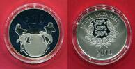 Estland 10 Euro Silbermünze mit Farbauflage Estland's Zukunft - Estonia's Future mit blauer Farbapplikation -