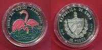 Kuba 10 Pesos Silbermünze Flamingo - Gefährdete Tierwelt - Endangered Wildlife (m. Farbauflage) -