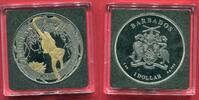 Barbados 1 Dollar Silbermünze Karibischer Affe (1 oz, m. Schwarzruthenium und Goldveredelung) -