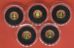 Elfenbeinküste 5 x 100 Francs CFA Gold Ägyptische Götter und Pharaonen - Goldmünzen Kollektion -
