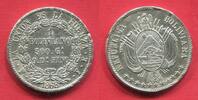 Bolivien Bolivia 1 Boliviano 1868 FE Republica Boliviana USA AU cleaned cracked Planchet