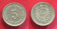 5 Pfennig 1876 B Kaiserreich Kleinmünze nach Jäger Kleiner Adler Small Eagle Erhaltung Condition ! f. vz