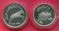 Oman 2,5 Rials & 5 Rials Silbermünzen Weiße Oryx & Wüstenluchs -