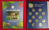 Österreich Austria 12 x 3 Euro Ku/Ni Münzen mit Farbauflage Tiere aus aller Welt - 3 Euro Tier Taler -
