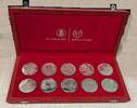 Tunesien 10 x 1 Dinar - Franklin Mint Numismatica Italiana a.d. Verfassung - Proof Set mit Originalkassette - nicht gereinigt - Patina -