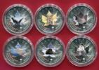Kanada 6 x 5 Dollars Silbermünzen Maple Leaf - Set aus sechs teilcolorierten Münzen (Tiermotive, 6 x 1 oz) -