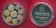 Frankreich Gedenkprägung Medaille Silbermedaille mit Eurostaatenmünzen FRANKREICH (Münzen auf Medaille geprägt) -
