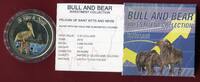St. Kitts & Nevis 2 XC-Dollars Silbermünze Bull & Bear Investment - Pelikan / Pelican (1 oz, m. Farb- und Goldapplikation) -
