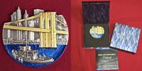 Republik Kongo Congo 5000 Francs Goldapplikation Emaillierung World`s Most Famous Bridges Brooklyn Bridge -