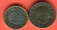 Monaco 1 und 2 Euro Bimetall Albert & Rainier (1€) und Rainier (2€) im Set -