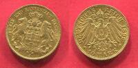 Deutschland Kaiserreich Germany Hamburg 10 Mark Gold Freie und Hansestadt Stadtwappen -